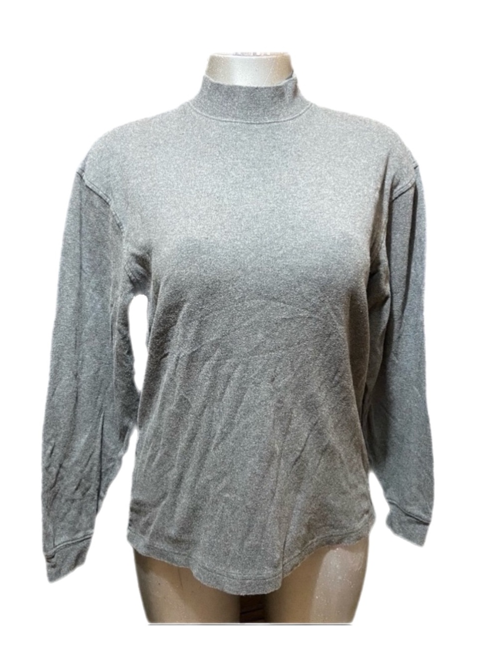 Pendleton Gray Long Sleeve Sweatshirt Top 100% Cotton Layering Mock Neck Large